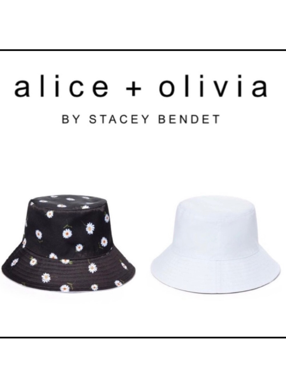 NWT Alice + Olivia reversible daisy print bucket hat
